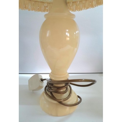 270 - Pair of Onyx table lamps with matching shades together with another Onyx table lamp and shade (3)