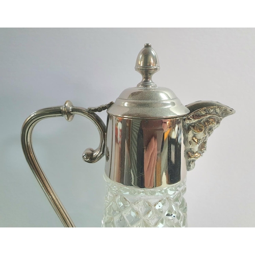 335 - Fine quality 20thC cut-glass & silver plate claret jug