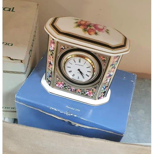 358 - Quantity of boxed, mainly, as new items to include Wedgewood mantle clock, Doulton crystal vase, Don... 