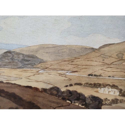 1495 - Unsigned watercolour of a Mediterranean hillside scene, framed and glazed