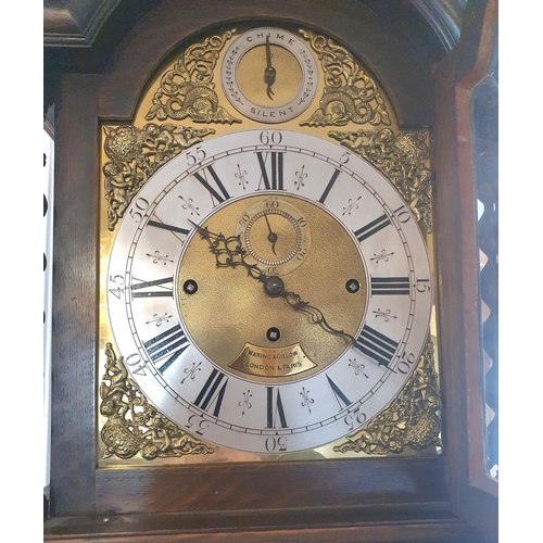 46 - Huge Waring & Gillow (London & Paris) circa 1905, Oak grandfather clock with barley twist decoration... 