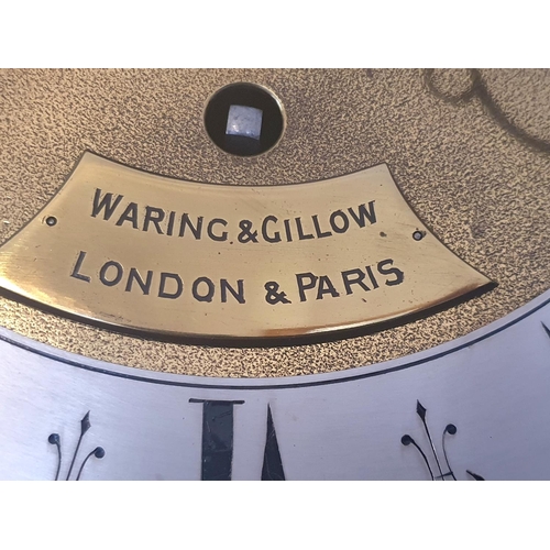 46 - Huge Waring & Gillow (London & Paris) circa 1905, Oak grandfather clock with barley twist decoration... 