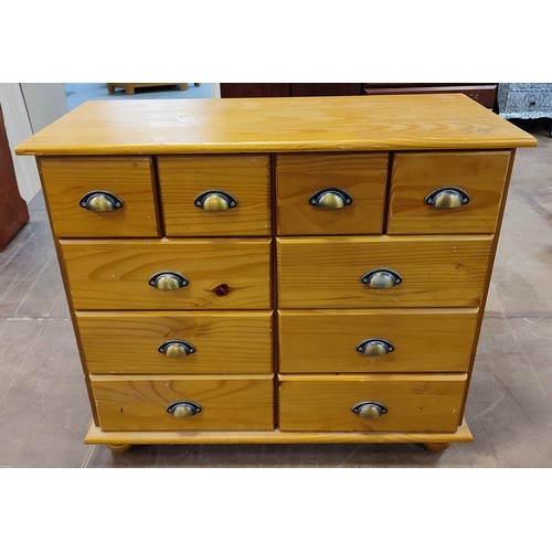 662 - Pine chest of drawers with brass handles