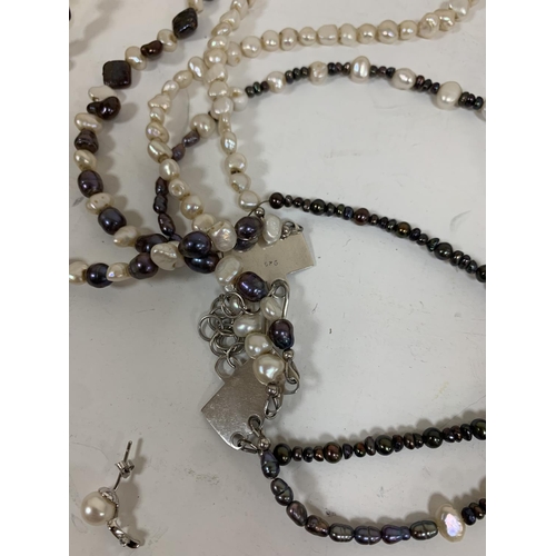 228 - 925 silver pearl & mother of pearl necklace with matching earings