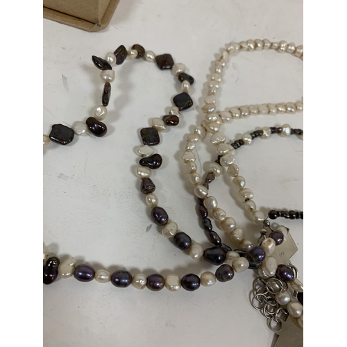 228 - 925 silver pearl & mother of pearl necklace with matching earings