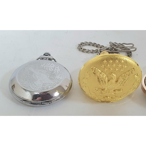 242 - Three modern hunter pocket watches including a gilt example with an Eagle motif (3)