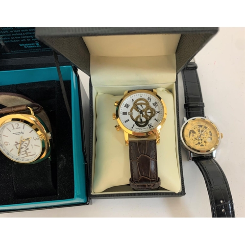 246 - Five, as new, boxed gents wrist watches together with another unboxed example (6)