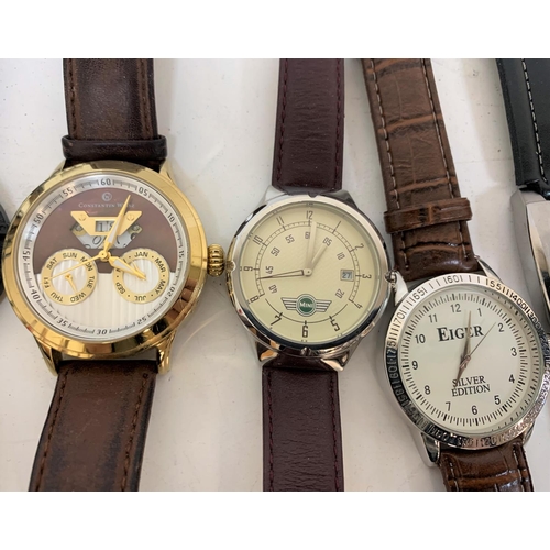 249 - Collection of 10 gents, mainly leather strapped watches including MINI, CONTANTIN WEISZ, Earnshaw an... 