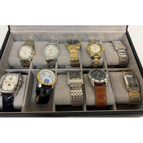 250 - Mele & Co wrist watch presentation box containing 10 various  gents wristwatches