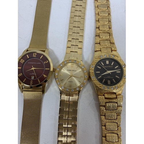 254 - Four Gianni Ricci metal strapped wrist watches and another similar (5)