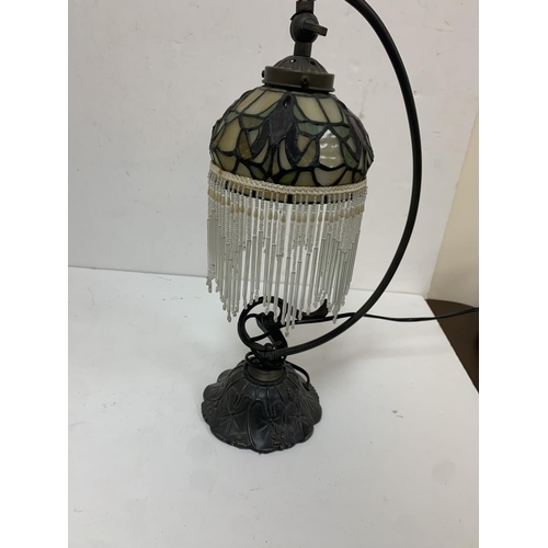 271 - Fine quality metal table lamp with Tiffany style shade