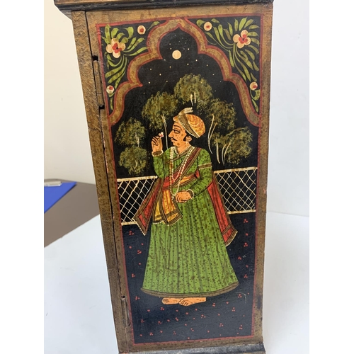 294 - Extensively hand painted, small Indian storage box