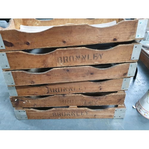 304 - Six old wooden bakers trays all stamped BRONNLEY to the sides (6)