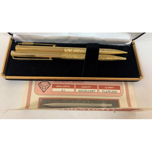 322 - Boxed, as new, Austrian crystal pen set