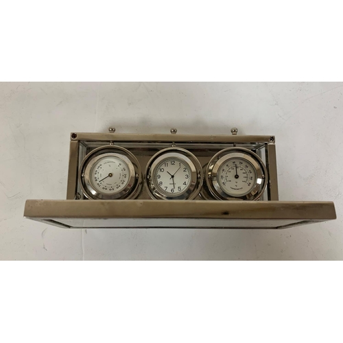 332 - Unusual modern boxed watch-barometer set