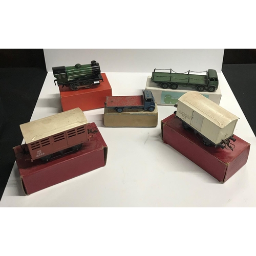 367 - Qty of boxed Hornby Locomotive trains - Gauge O and Dinky trucks etc (Qty)