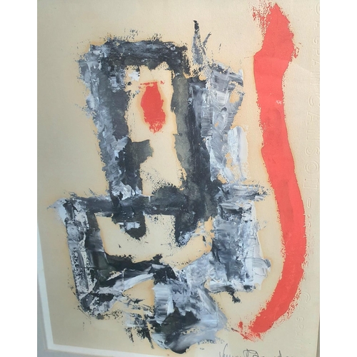 307 - Indistinctly signed (Davidson?) abstract oil on paper, framed,

The oil measures 30 x 23 cm