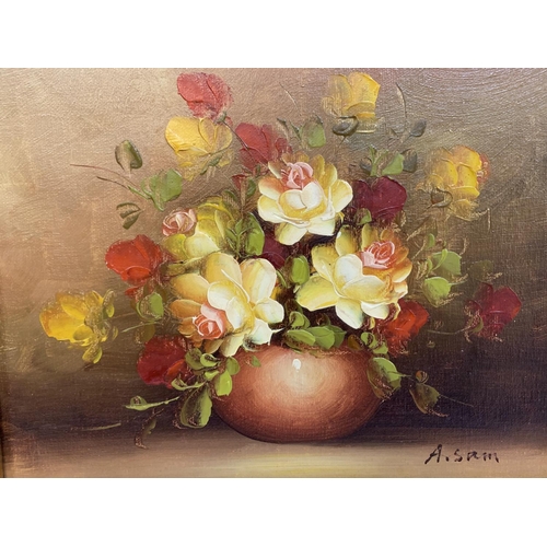 460 - A Sam, still-life oil painting with fine quality gilt frame,

The oil measures 20 x 24 cm