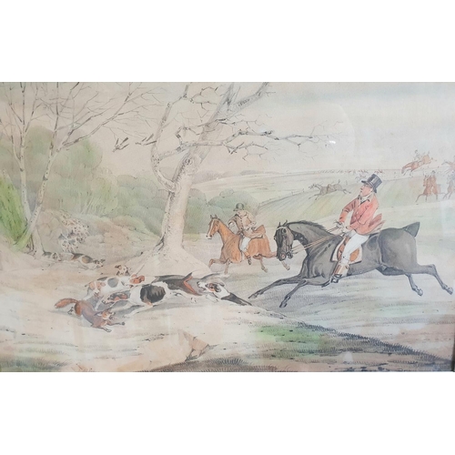 133 - Samuel ALKEN (1784-c.1825) set of 4 hunting scene watercolours in matching gilt frames (4),

Each wa... 