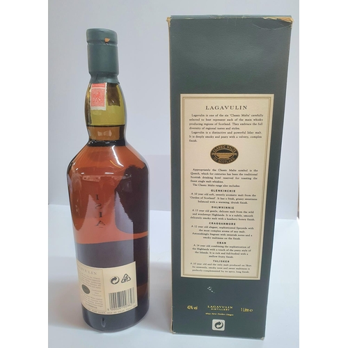 24 - Boxed, Lagavulin 16 year old single malt whiskey 1 litre bottle, 43% vol - rare WHITE HORSE DISTILLE... 