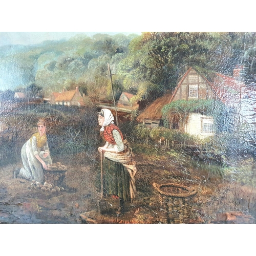 172 - Unsigned Victorian oil on relined canvas Cornish scene entitled verso 