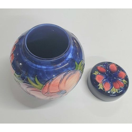 95 - Modern Moorcroft Anemone pattern ginger jar,

15 cm tall