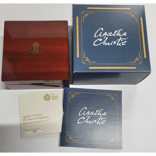 59 - 2020 Agatha Christie: 100 Years of Mystery Gold Proof £2 Coin by the Royal Mint, boxed and with pape... 