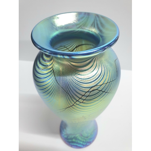 100 - Boxed, as new, Okra iridescent Art Nouveau glass vase,

25cm tall

Purchased in September 2002 for £... 