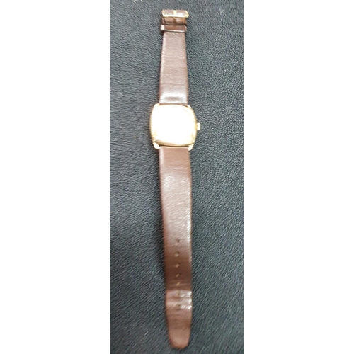 20 - Ladies vintage Record 9ct rose gold case and original leather strap