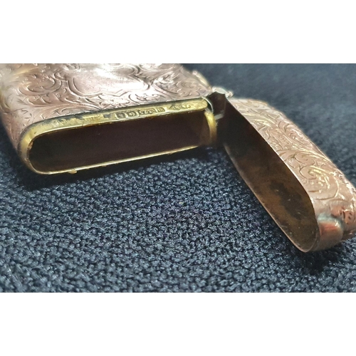 31 - Extensively engraved with presentation area to front, 9ct Rose gold 1906 Vesta case made in Birmingh... 