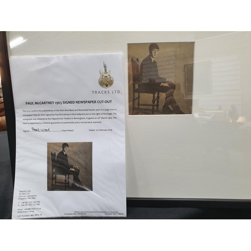 74 - Genuine Paul McCartney framed signature, with COA from Track Ltd and a purchase receipt for £750