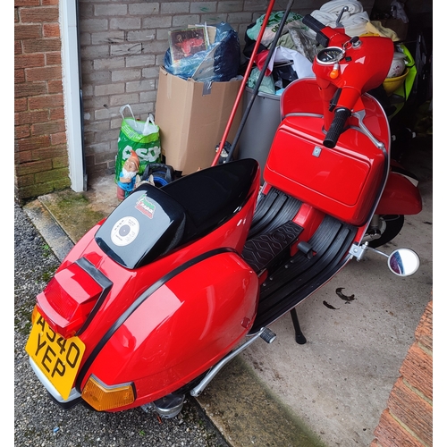 39 - Vespa P200E scooter, 1980's, 200cc, Petrol, 525 miles, 12 months MOT, Fully restored engine and body... 