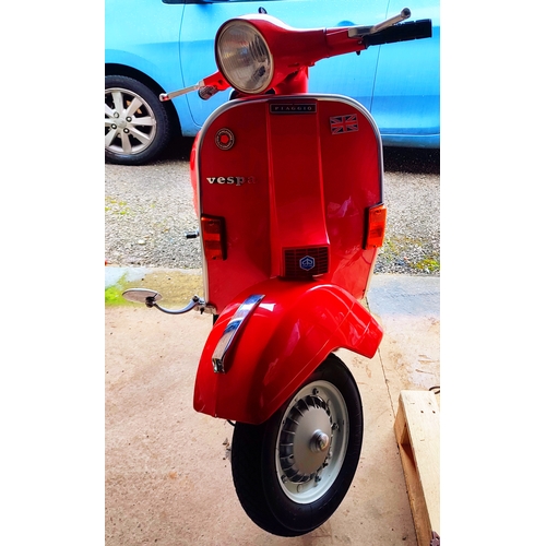 39 - Vespa P200E scooter, 1980's, 200cc, Petrol, 525 miles, 12 months MOT, Fully restored engine and body... 