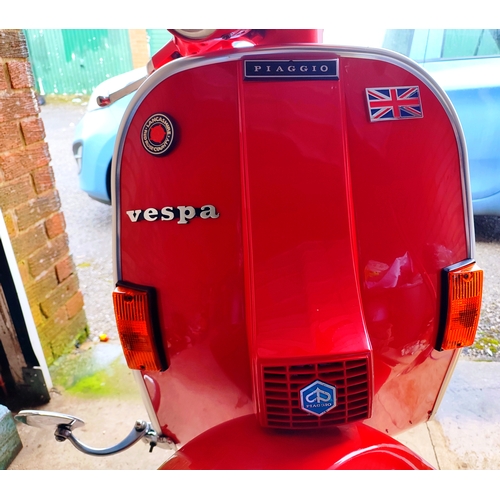 39 - Vespa P200E scooter, 1980's, 200cc, Petrol, 525 miles, 12 months MOT, Fully restored engine and body... 