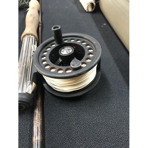 498 - Fly Rod, reel, folding landing net etc