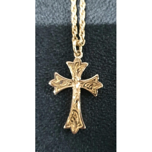 20 - 9ct yellow gold with gold cross,

8.5 grams     27cm long