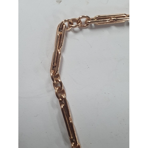 34 - Solid old 9ct Rose gold Albert chain with T-bar,

21.7 grams           50cm long