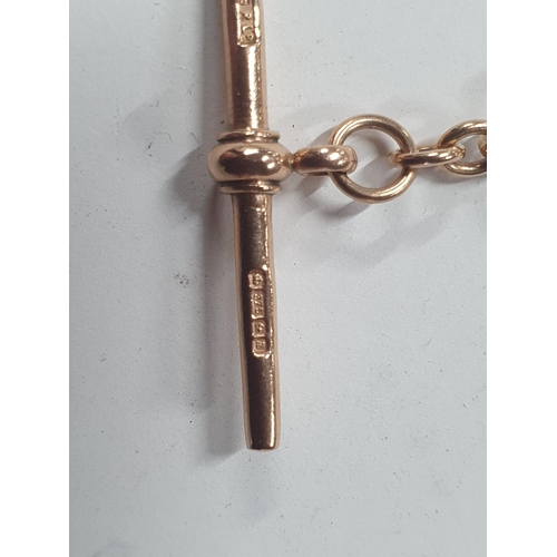 34 - Solid old 9ct Rose gold Albert chain with T-bar,

21.7 grams           50cm long