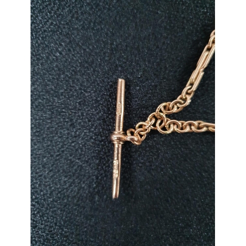 35 - Old 9ct Rose gold Albert chain/bracelet with T-bar,

16.3 grams