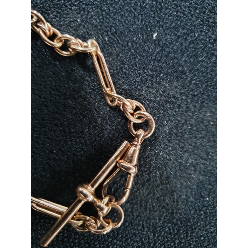 35 - Old 9ct Rose gold Albert chain/bracelet with T-bar,

16.3 grams