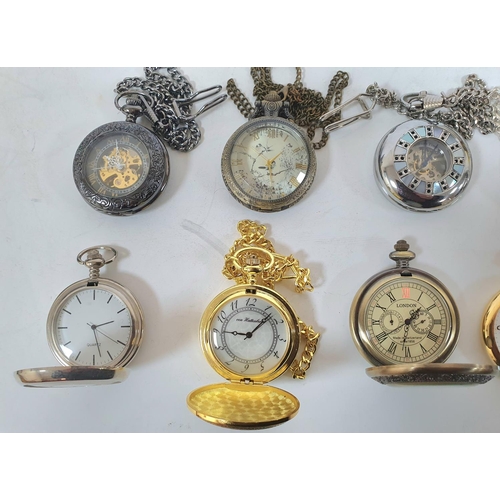 51 - Collection of nine modern pocket watches including hunter and half hunter examples (9)