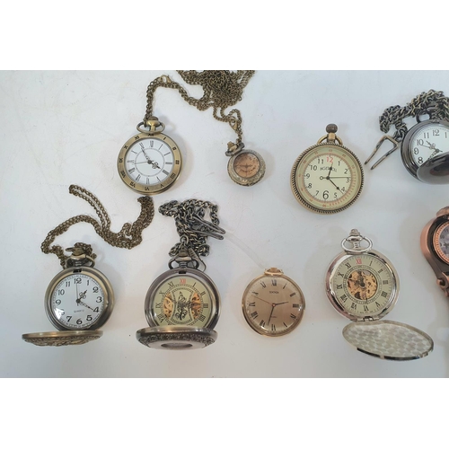 52 - Collection of nine modern pocket watches including hunter & half hunter  including a Seconda example... 