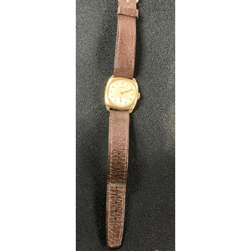 64 - Vertex gents mid 29thC watch with 9ct gold case (stamped 375 to under-side corner) with etched prese... 