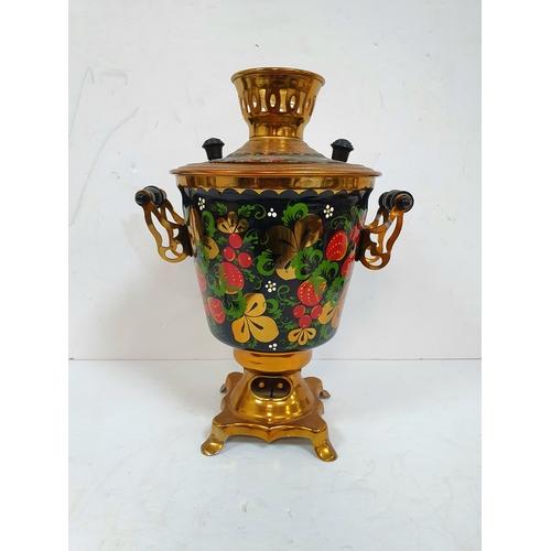 77 - Black and gold coloured samovar, probably Eastern European in origin