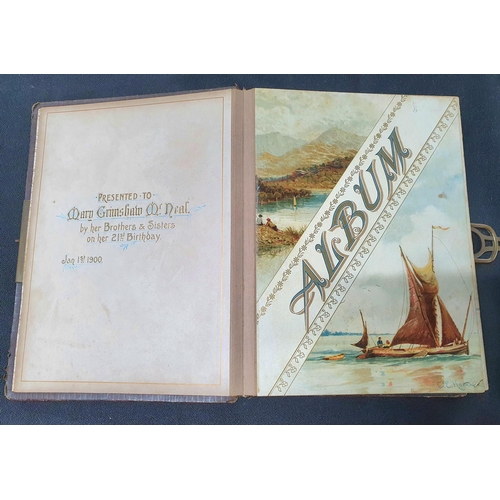 103 - Fine quality, empty leather bound photograph album, inscribed 