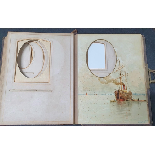 103 - Fine quality, empty leather bound photograph album, inscribed 