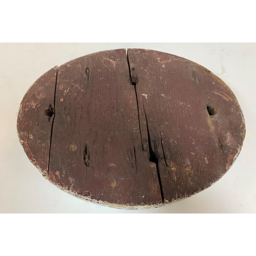 114 - Antique oval wooden sign with the word 