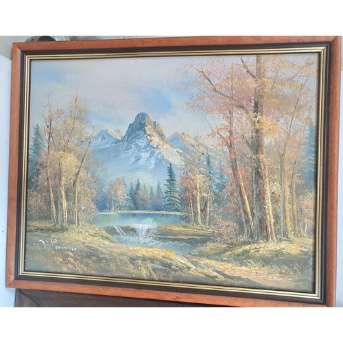 83 - Two mountain scene, oil on board paintings by different artists, both framed (2)

Largest oil measur... 