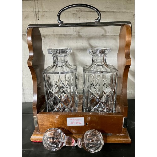 Tantalus with Two Decanters (both decanters need new stoppers)