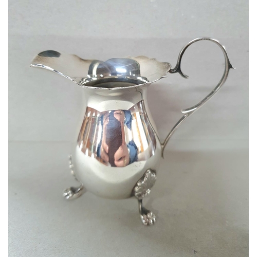 1 - Birmingham 1959 silver 3-footed milk jug in classical form,

95 grams